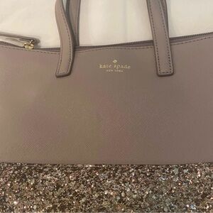kate spade Mauve Taupe Saffiano Leather Tote with Gold Logo